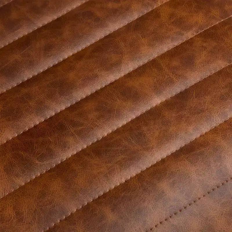 Tabouret de comptoir rembourré en similicuir avec cadre en fer, repose-pieds, marron