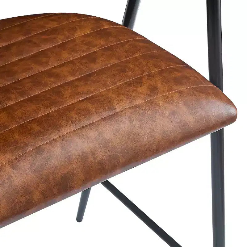 Tabouret de comptoir rembourré en similicuir avec cadre en fer, repose-pieds, marron