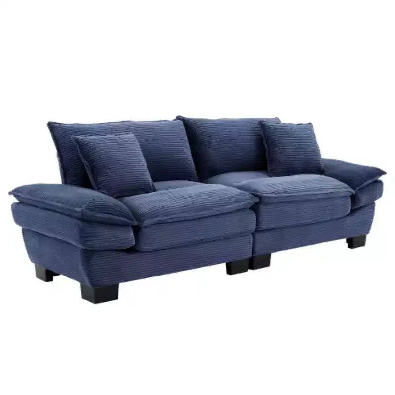 Canapé stylé en velours côtelé, assise profonde : Taille causeuse avec oreillers et fonction convertible