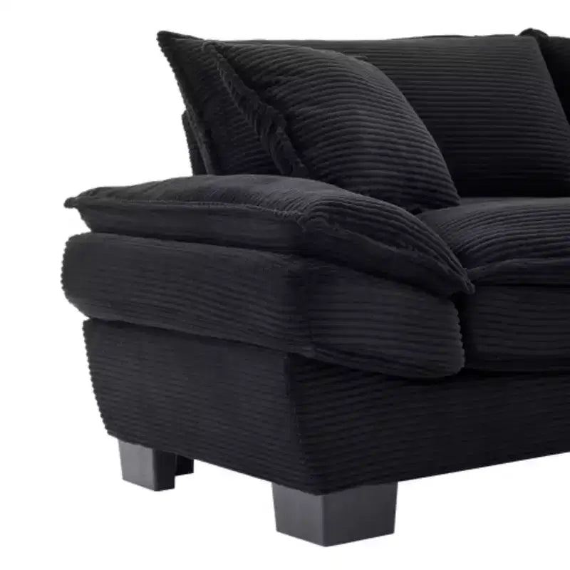 Canapé stylé en velours côtelé, assise profonde : Taille causeuse avec oreillers et fonction convertible