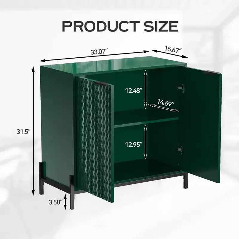 Petit meuble de rangement décoratif en bois à 2 portes avec 3 étagères réglables