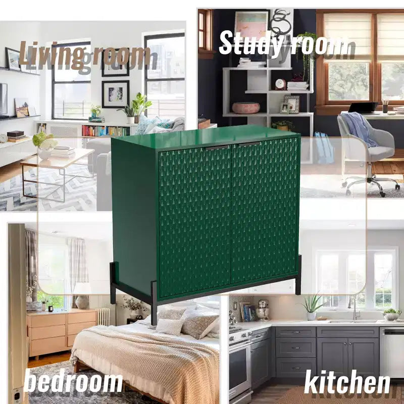 Petit meuble de rangement décoratif en bois à 2 portes avec 3 étagères réglables