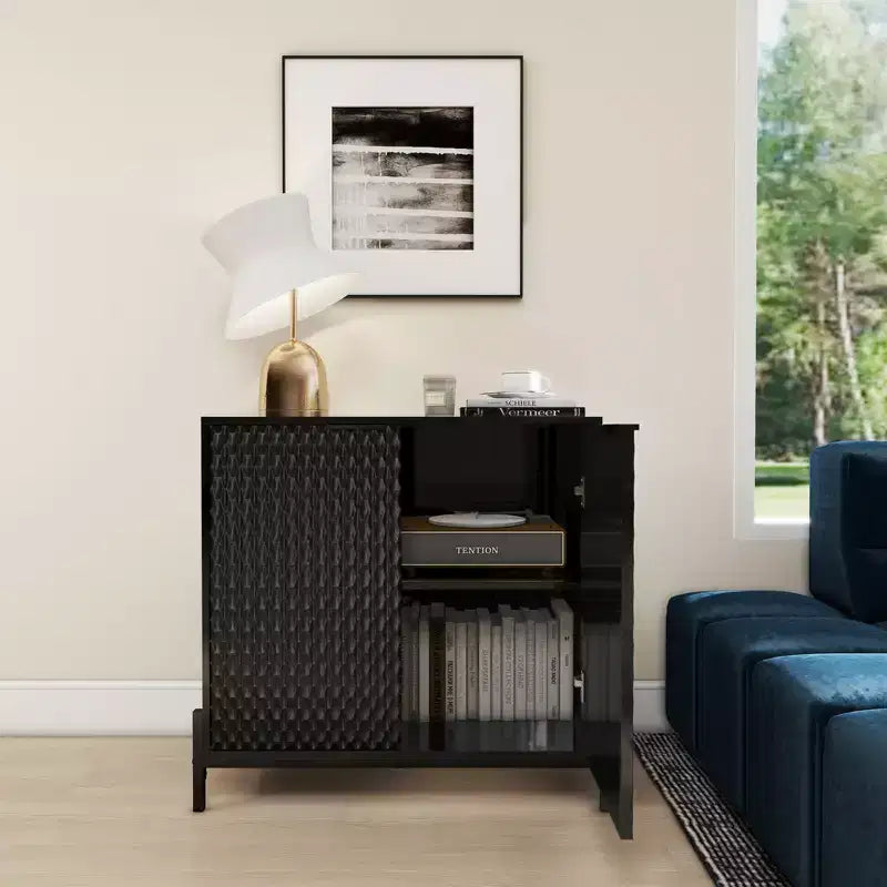 Petit meuble de rangement décoratif en bois à 2 portes avec 3 étagères réglables