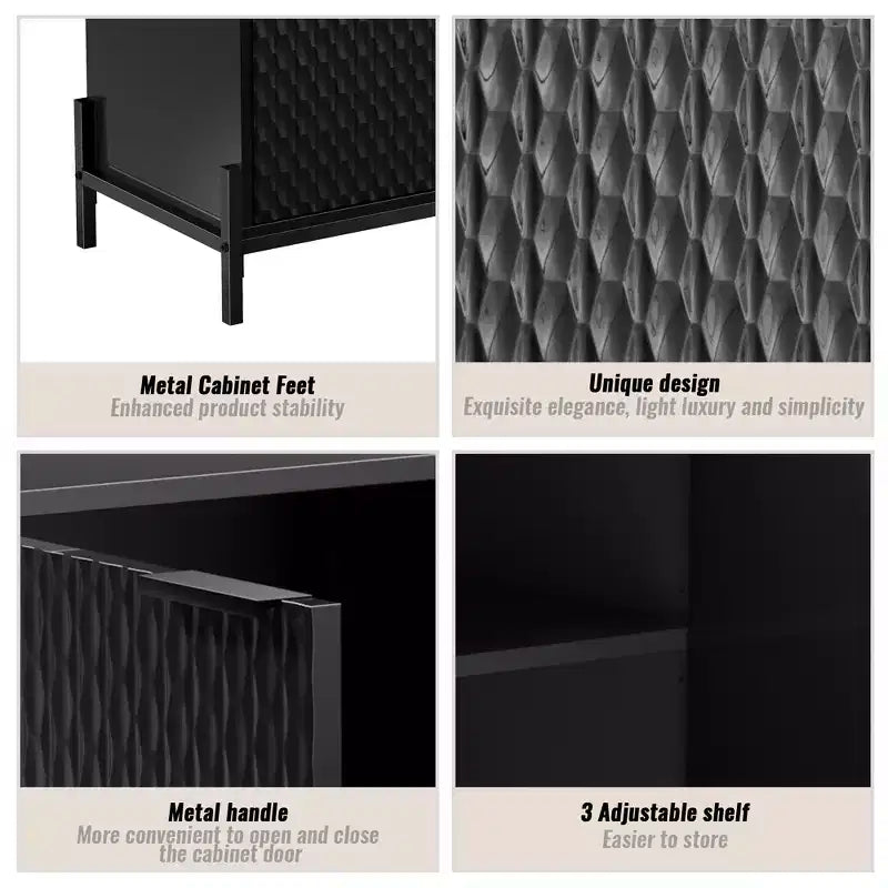 Petit meuble de rangement décoratif en bois à 2 portes avec 3 étagères réglables