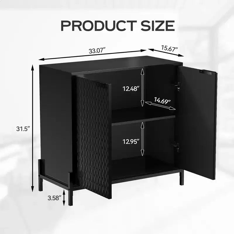 Petit meuble de rangement décoratif en bois à 2 portes avec 3 étagères réglables