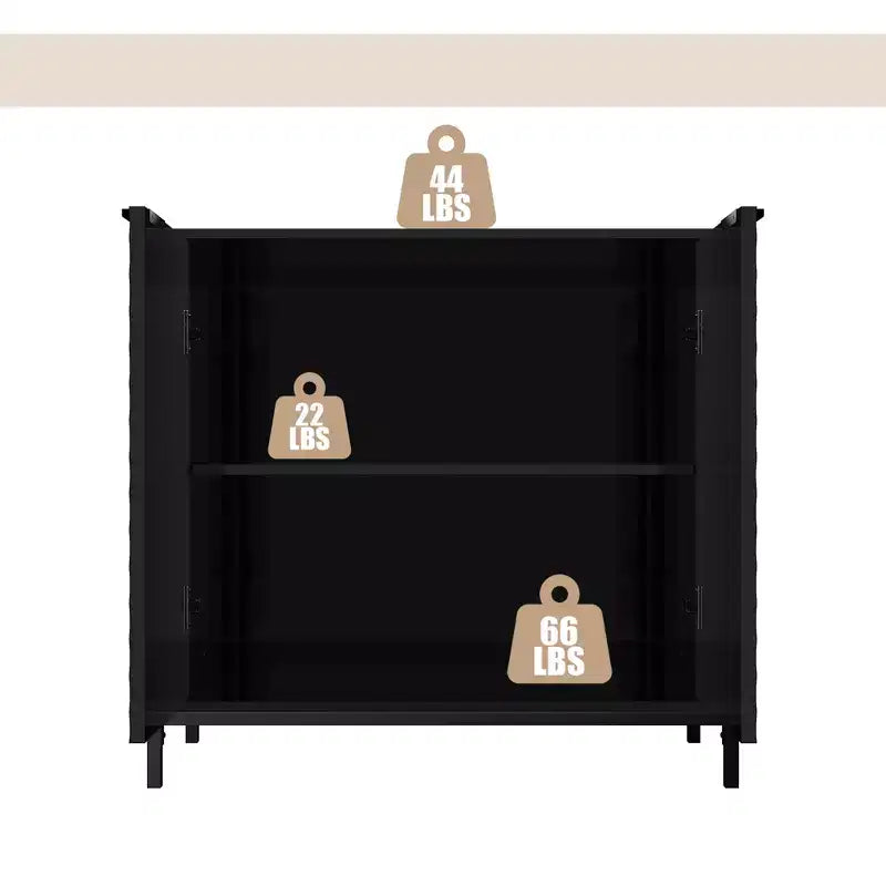 Petit meuble de rangement décoratif en bois à 2 portes avec 3 étagères réglables