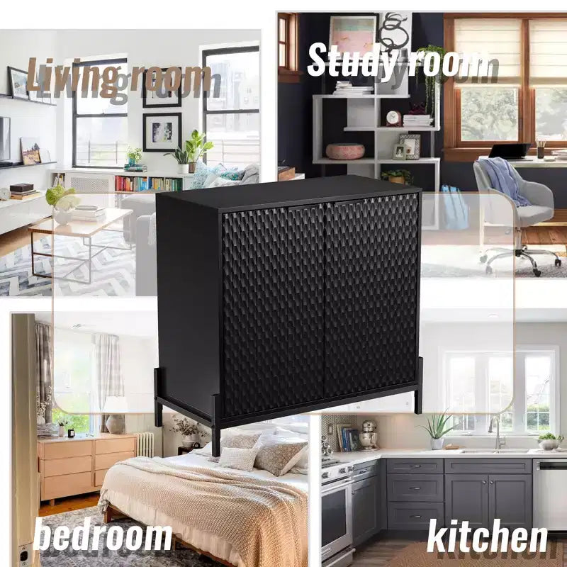 Petit meuble de rangement décoratif en bois à 2 portes avec 3 étagères réglables