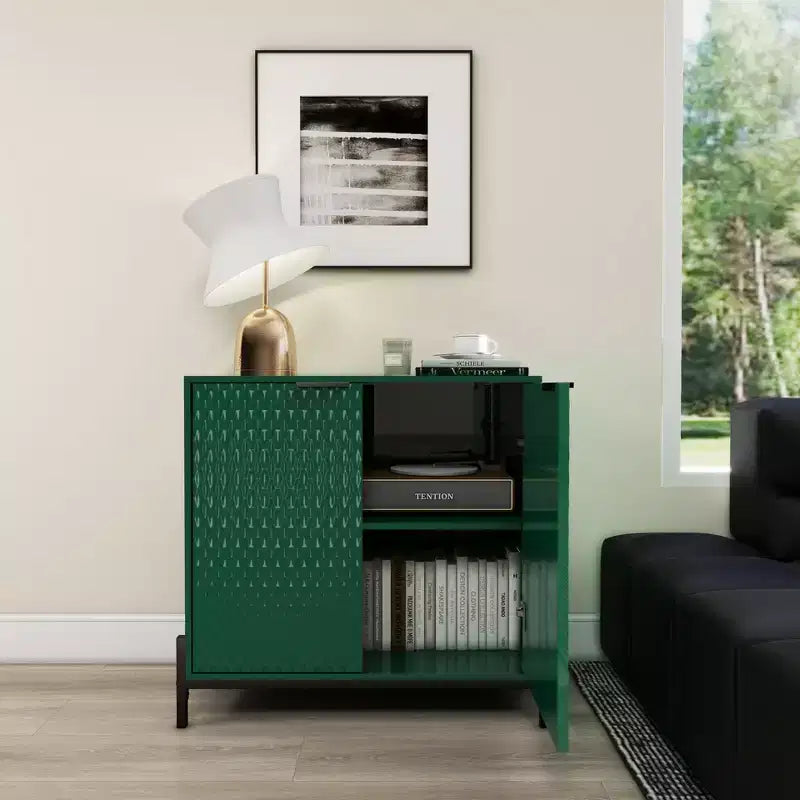 Petit meuble de rangement décoratif en bois à 2 portes avec 3 étagères réglables