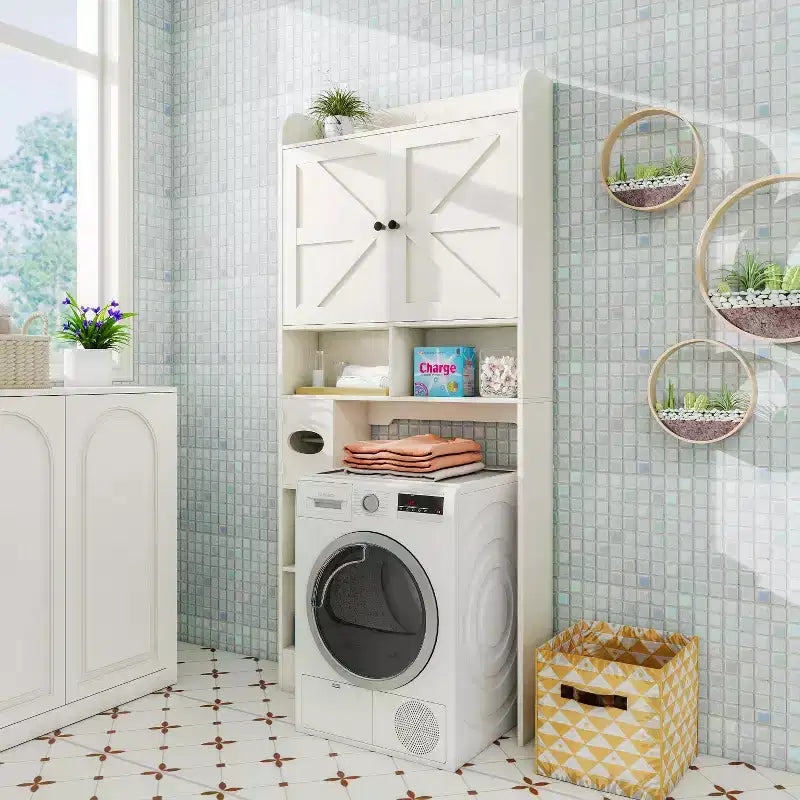 Meuble de rangement au-dessus des toilettes | Étagère de rangement de salle de bain avec portes coulissantes, porte-rouleau de papier toilette