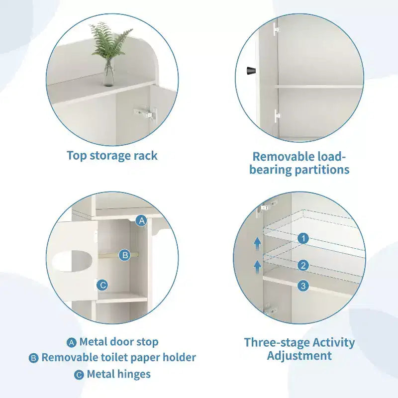 Meuble de rangement au-dessus des toilettes | Étagère de rangement de salle de bain avec portes coulissantes, porte-rouleau de papier toilette