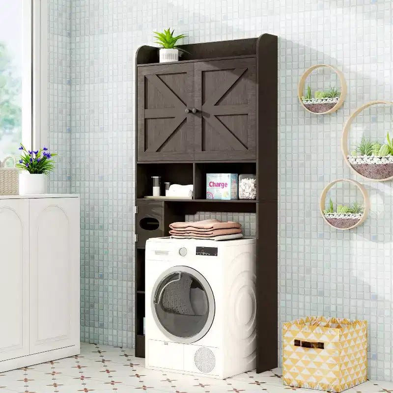 Meuble de rangement au-dessus des toilettes | Étagère de rangement de salle de bain avec portes coulissantes, porte-rouleau de papier toilette