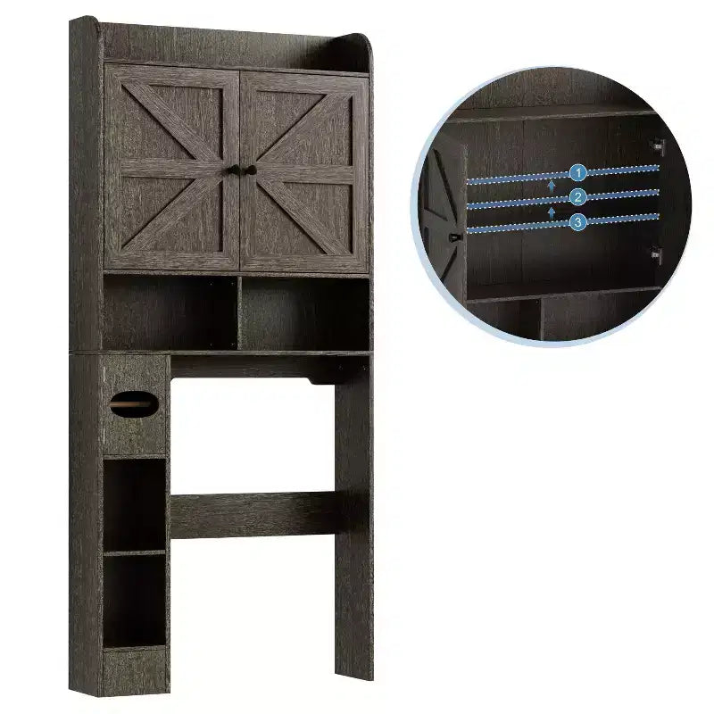 Meuble de rangement au-dessus des toilettes | Étagère de rangement de salle de bain avec portes coulissantes, porte-rouleau de papier toilette