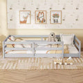 Cadre de lit double/complet, lit pour tout-petits moderne bas avec barrières de sécurité, cadre en bois massif pour chambre d'enfant