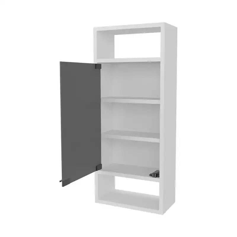 Armoire à pharmacie chic aspect pin avec porte miroir et rangement ouvert | Blanc