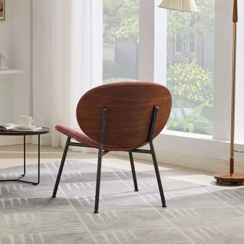 Fauteuils d'appoint scandinaves pour chambre à coucher, chaise coquille, chaise d'appoint simple à trépied, chaise longue en tissu avec dossier finition noyer