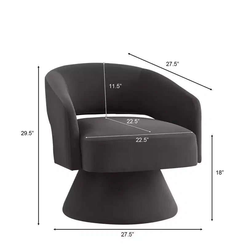 Fauteuils d'appoint pivotants modernes pour chambre à coucher, fauteuils d'appoint ronds en velours rembourré, chaise pivotante confortable à 360 degrés avec dossier ouvert