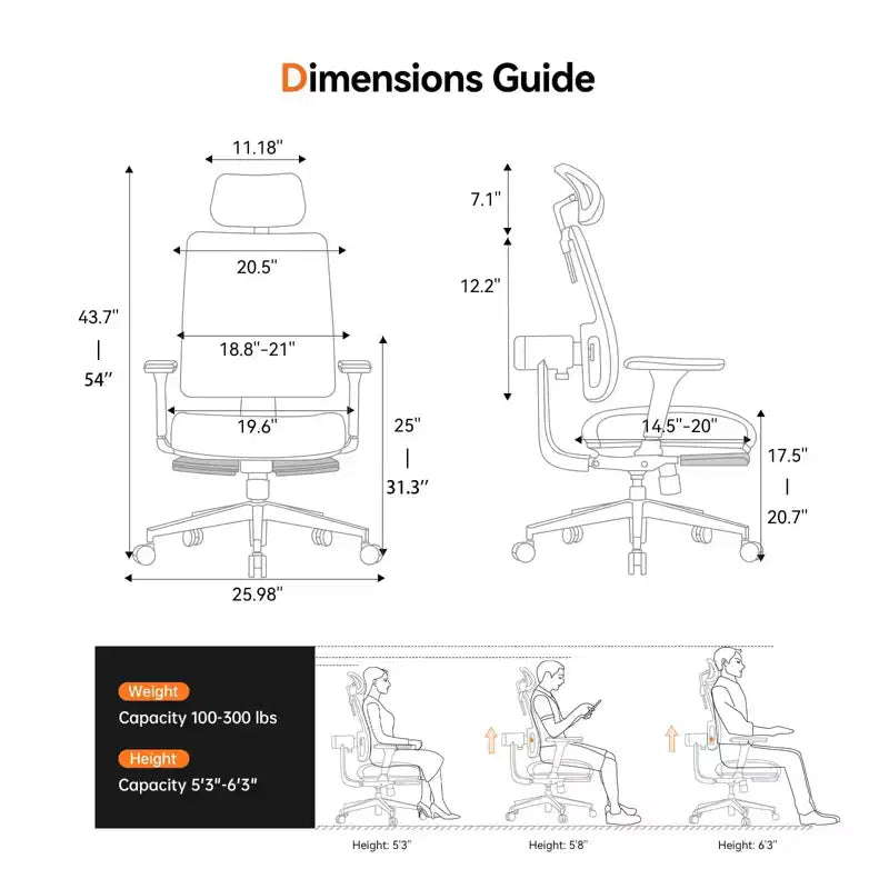 Chaise Ergonomique avec Repose-Pieds - Chaise de Bureau à Domicile avec Support Lombaire Auto-Ajustable, Accoudoir 4D, Profondeur et Hauteur d'Assise Réglables