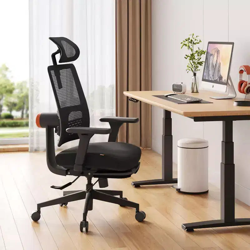 Chaise Ergonomique avec Repose-Pieds - Chaise de Bureau à Domicile avec Support Lombaire Auto-Ajustable, Accoudoir 4D, Profondeur et Hauteur d'Assise Réglables
