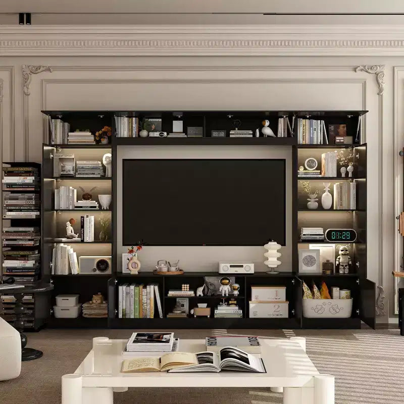 Famapy Large Entertainment Center All - Encompassing TV Entertainment Center: Aesthetic & Practical Living Room Essential