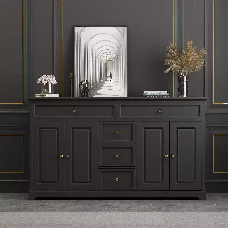 Commode horizontale à 5 tiroirs Meuble de rangement multifonctionnel Solutions de rangement pour salon