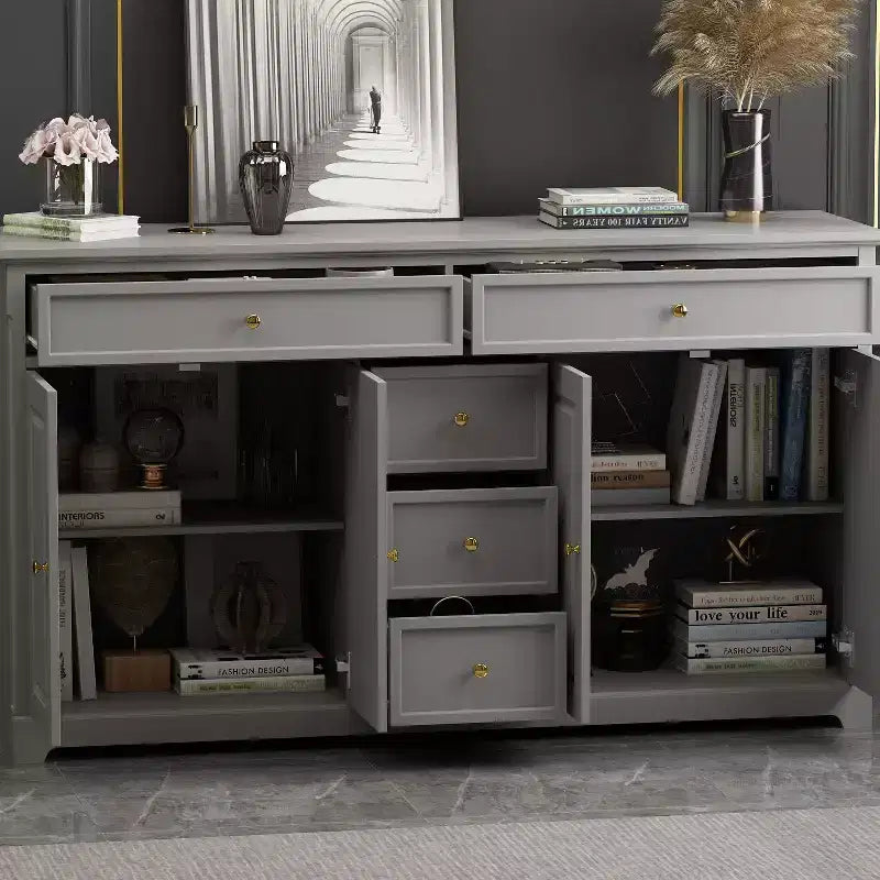 Commode horizontale à 5 tiroirs Meuble de rangement multifonctionnel Solutions de rangement pour salon