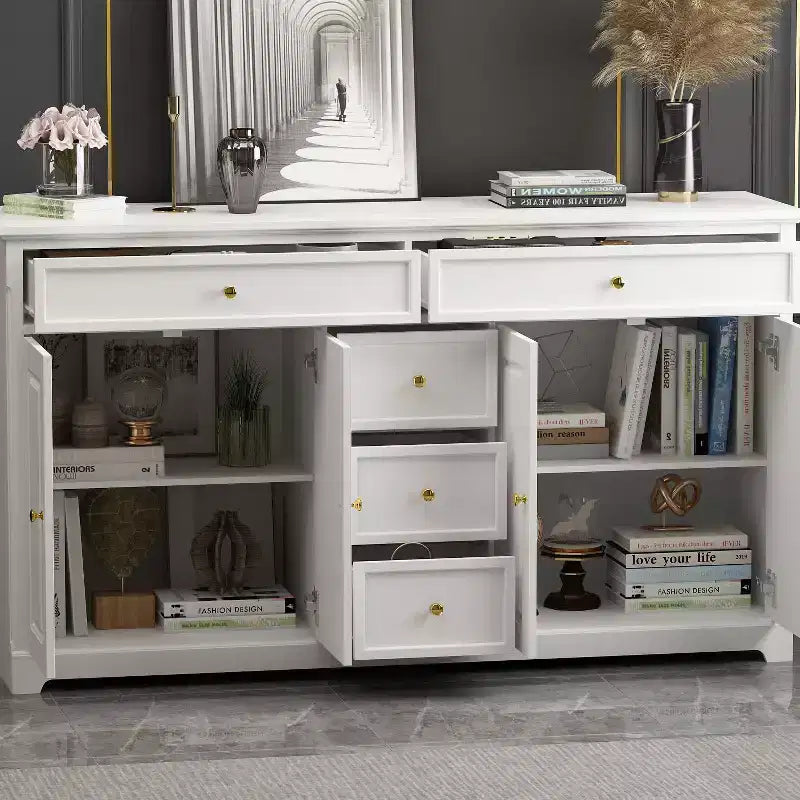 Commode horizontale à 5 tiroirs Meuble de rangement multifonctionnel Solutions de rangement pour salon
