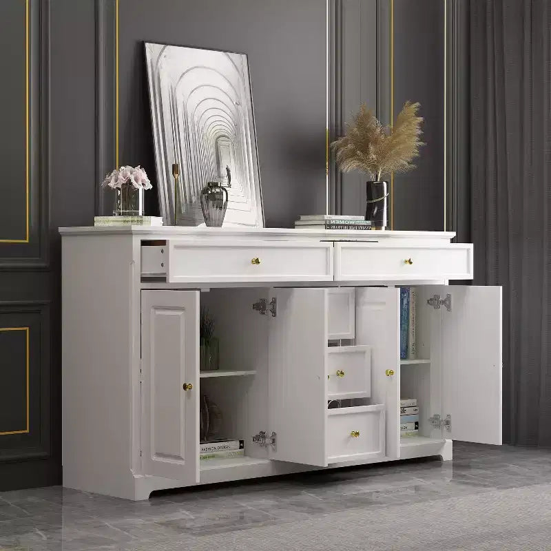 Commode horizontale à 5 tiroirs Meuble de rangement multifonctionnel Solutions de rangement pour salon