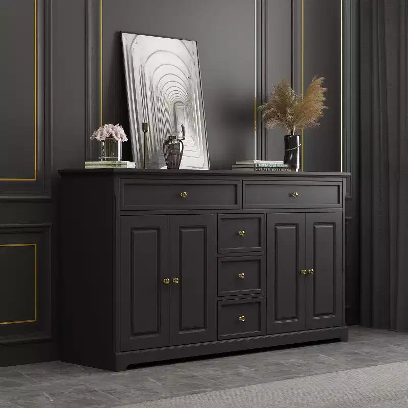 Commode horizontale à 5 tiroirs Meuble de rangement multifonctionnel Solutions de rangement pour salon