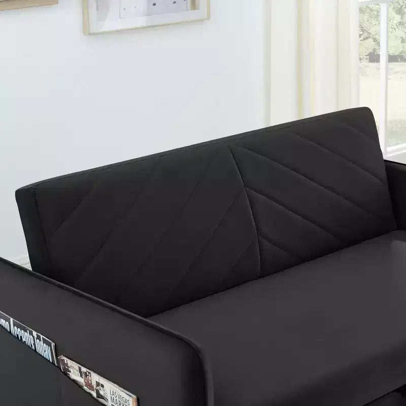 Canapé-Lit Convertible avec USB, Lit gigogne réglable 3-en-1 et Poche latérale (Velours)