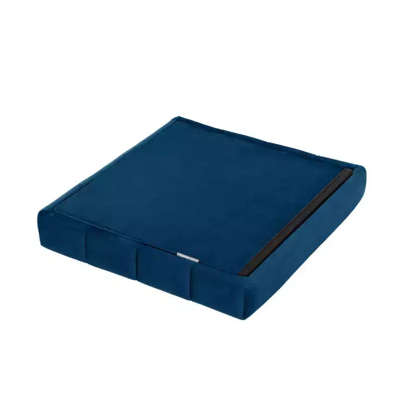 Ottoman de rangement d'appoint classique en velours bleu avec coussin