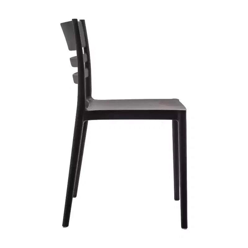 Lot de 2 chaises de patio empilables intérieur-extérieur avec dossier à lattes, chaise commerciale en résine tout temps