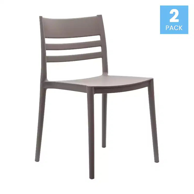 Lot de 2 chaises de patio empilables intérieur-extérieur avec dossier à lattes, chaise commerciale en résine tout temps