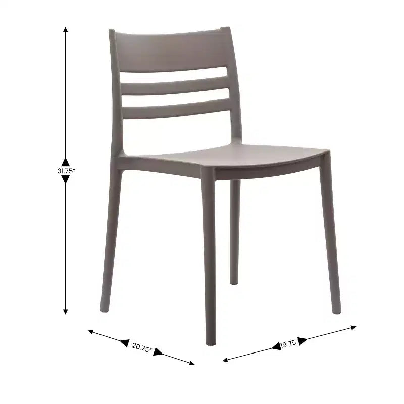 Lot de 2 chaises de patio empilables intérieur-extérieur avec dossier à lattes, chaise commerciale en résine tout temps