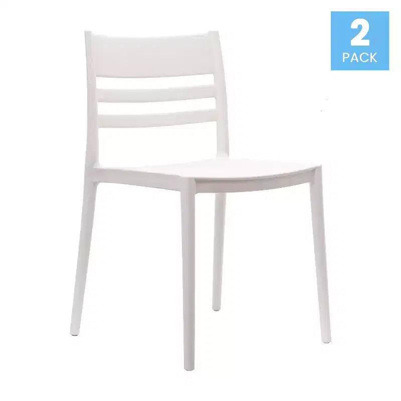 Lot de 2 chaises de patio empilables intérieur-extérieur avec dossier à lattes, chaise commerciale en résine tout temps