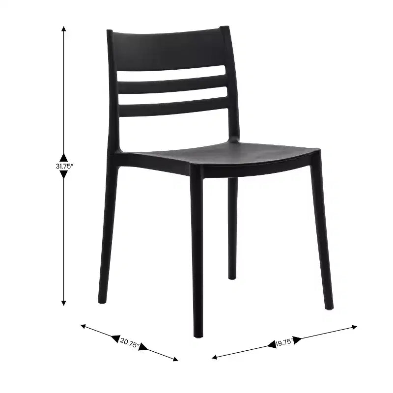 Lot de 2 chaises de patio empilables intérieur-extérieur avec dossier à lattes, chaise commerciale en résine tout temps