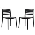 Lot de 2 chaises de patio empilables intérieur-extérieur avec dossier à lattes, chaise commerciale en résine tout temps
