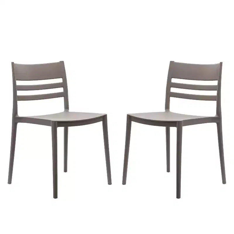 Flash Furniture Bridgeport Set of 2 Indoor-Outdoor Stacking Patio Chair with Slatted Backrest, Commercial All-Weather Resin Chair