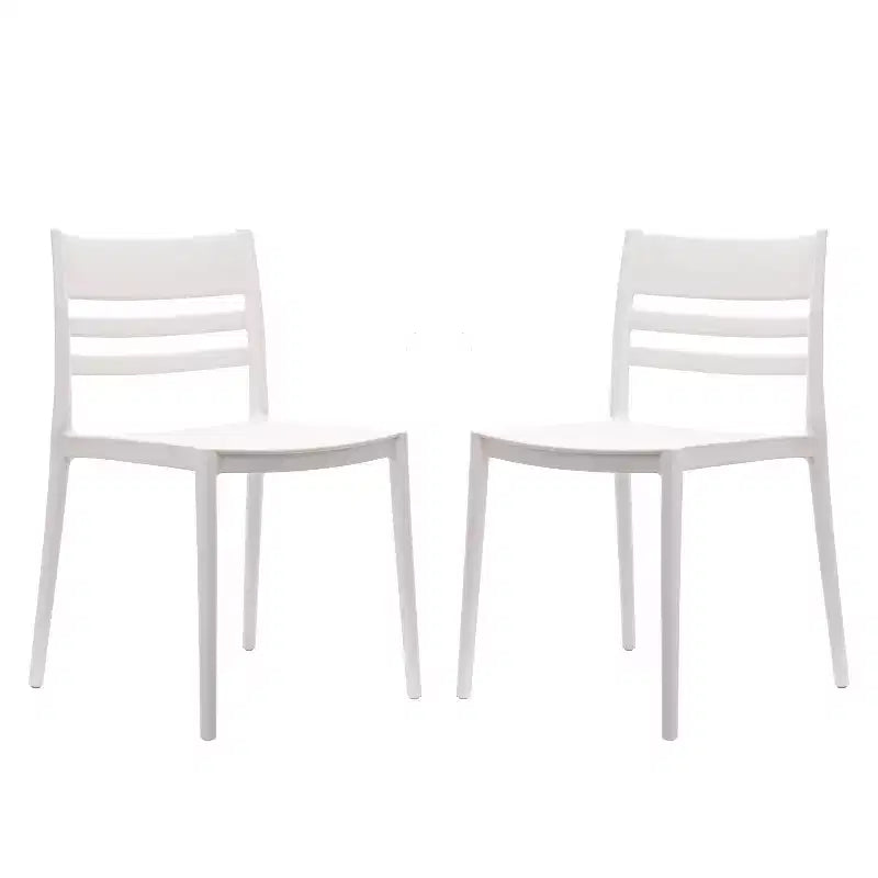Lot de 2 chaises de patio empilables intérieur-extérieur avec dossier à lattes, chaise commerciale en résine tout temps