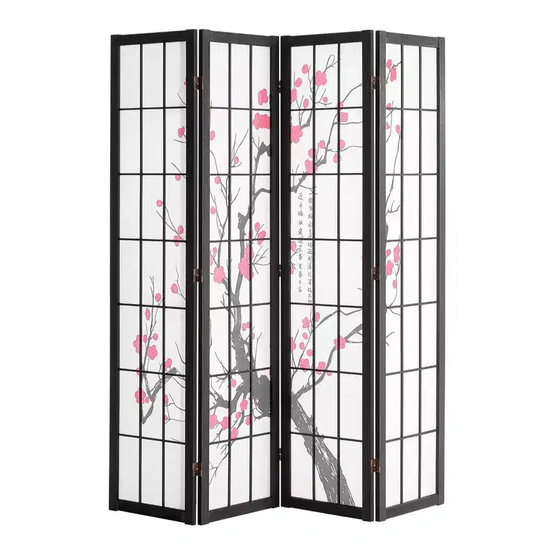 VEVOR Room Divider, 4 Panel Japanese Room Divider Screen, Wood Folding Privacy Screen Indoor, Partition Portable Decoration Dividers Brown+White
