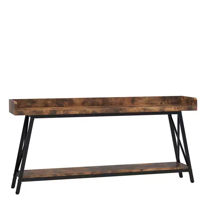 Console étroite rustique de 70,9 pouces, cadre métallique robuste, décoration d'intérieur