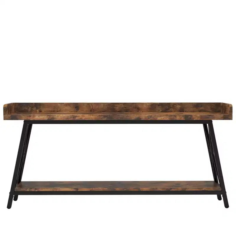 Console étroite rustique de 70,9 pouces, cadre métallique robuste, décoration d'intérieur