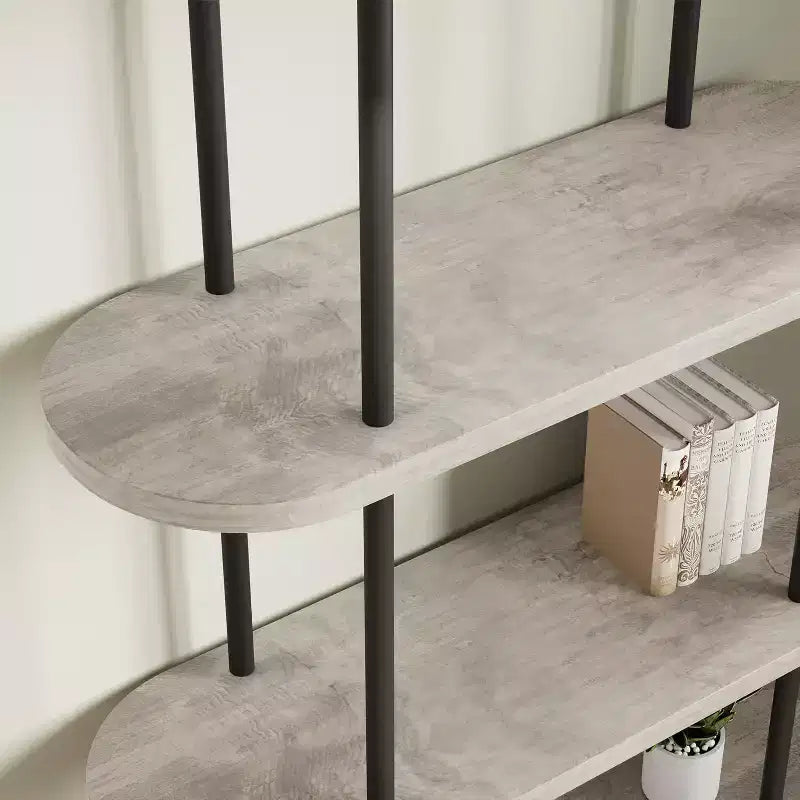 Étagère à 5 niveaux, bibliothèque arquée de 180 cm de haut, cadre métallique, étagère de présentation autoportante, pour chambre, salon