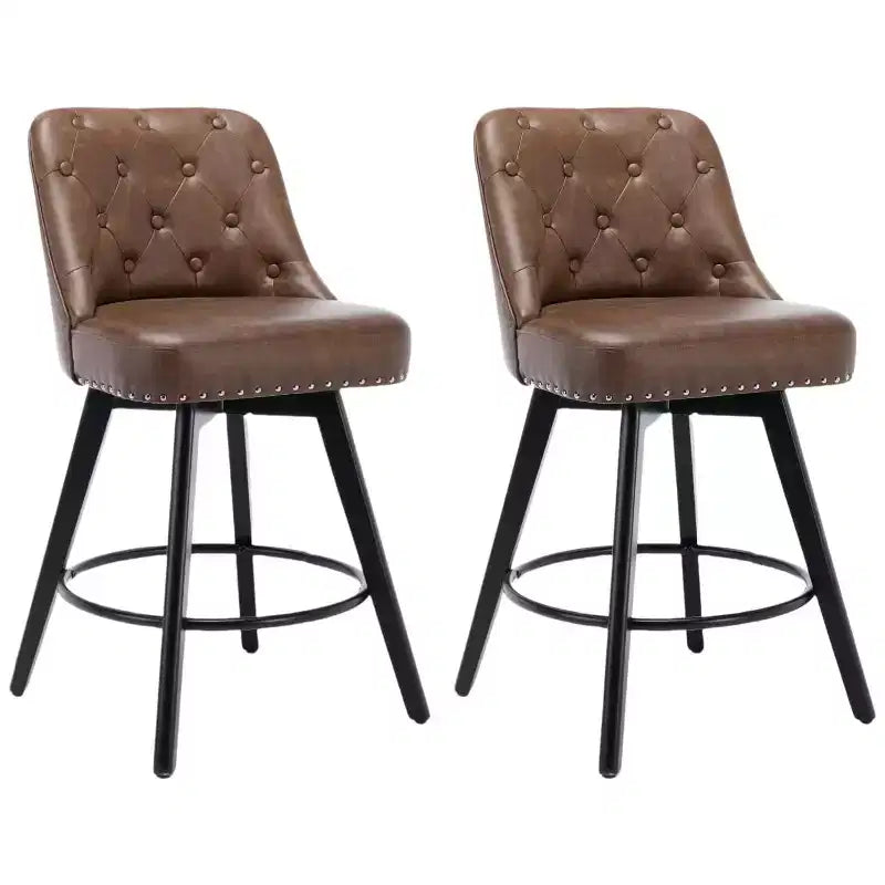 Lot de 2 tabourets de bar pivotants modernes, rembourrés, avec repose-pieds, dossier et pieds en métal, tabourets de comptoir modernes pour bar, îlot de cuisine