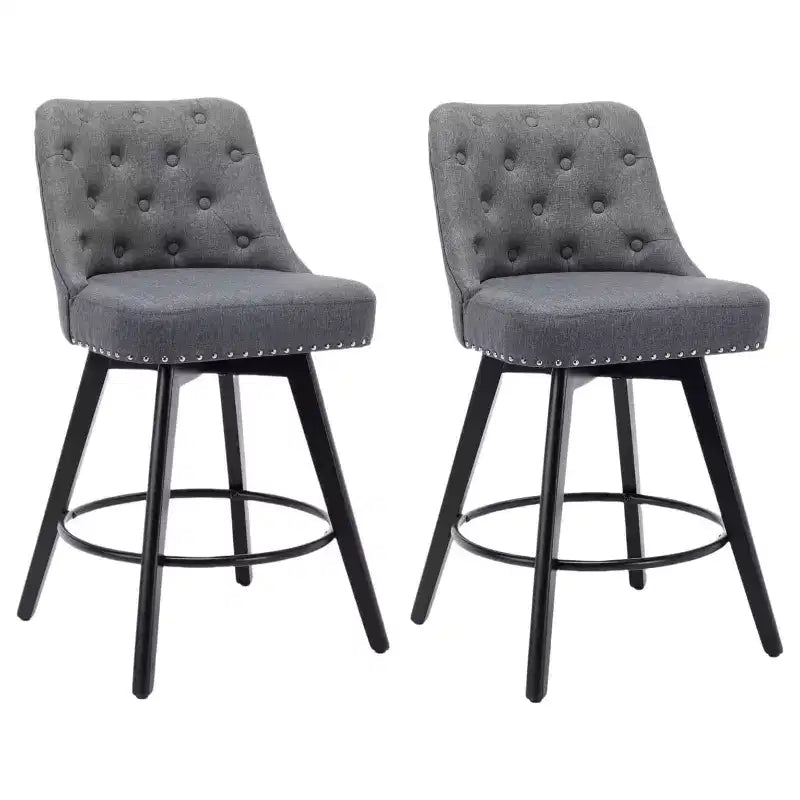 Lot de 2 tabourets de bar pivotants modernes, rembourrés, avec repose-pieds, dossier et pieds en métal, tabourets de comptoir modernes pour bar, îlot de cuisine