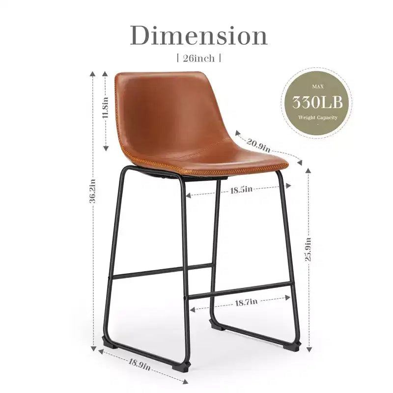 Lot de 2 tabourets de bar industriels rembourrés avec pieds et repose-pieds en métal, chaises de comptoir sans accoudoirs en similicuir pour salles à manger