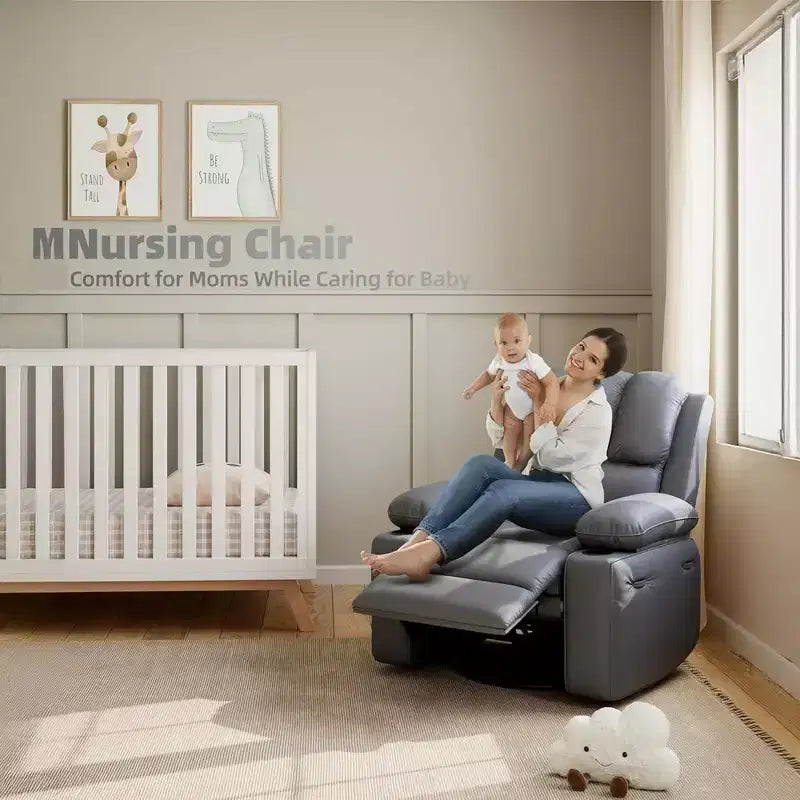 Fauteuil de massage inclinable pour adultes, basculeur pivotant avec chauffage, cuir PU, télécommande, porte-gobelets, poche latérale, large fauteuil inclinable pour salon, chambre à coucher