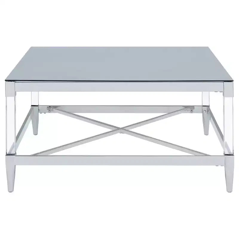 Table basse carrée en acrylique miroir trempé