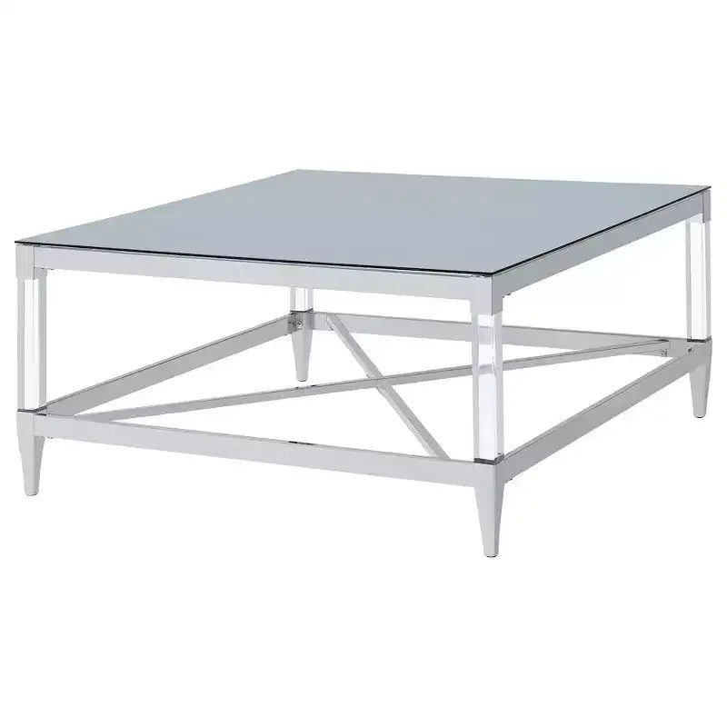 Table basse carrée en acrylique miroir trempé