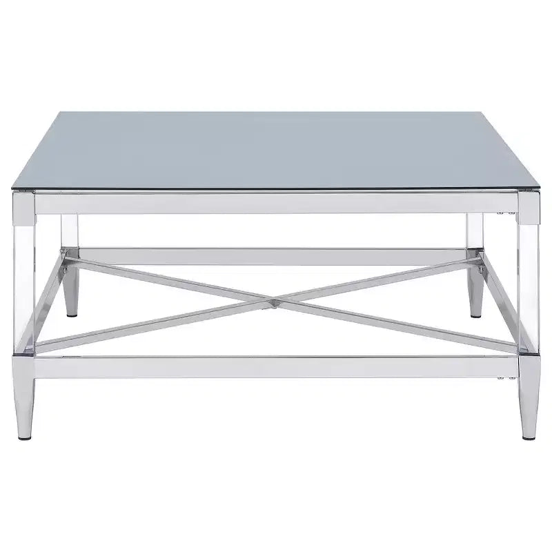 Table basse carrée en acrylique miroir trempé