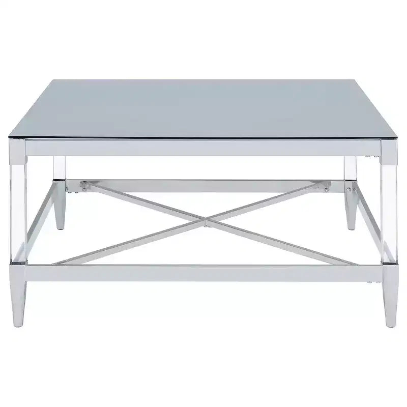 Table basse carrée en acrylique miroir trempé